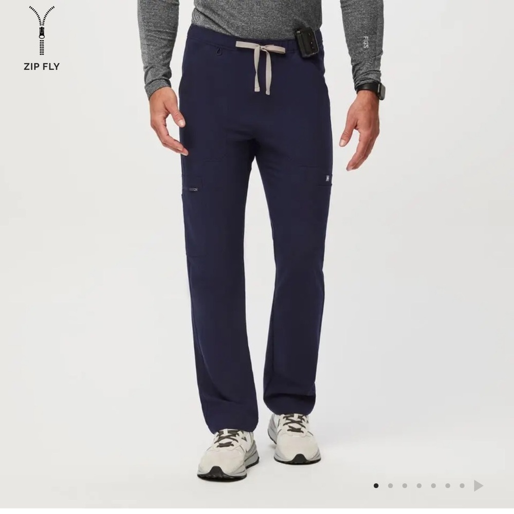 FIGS Cairo cargo Men's Navy blue zipper button drawcord pockets M joggers Pants